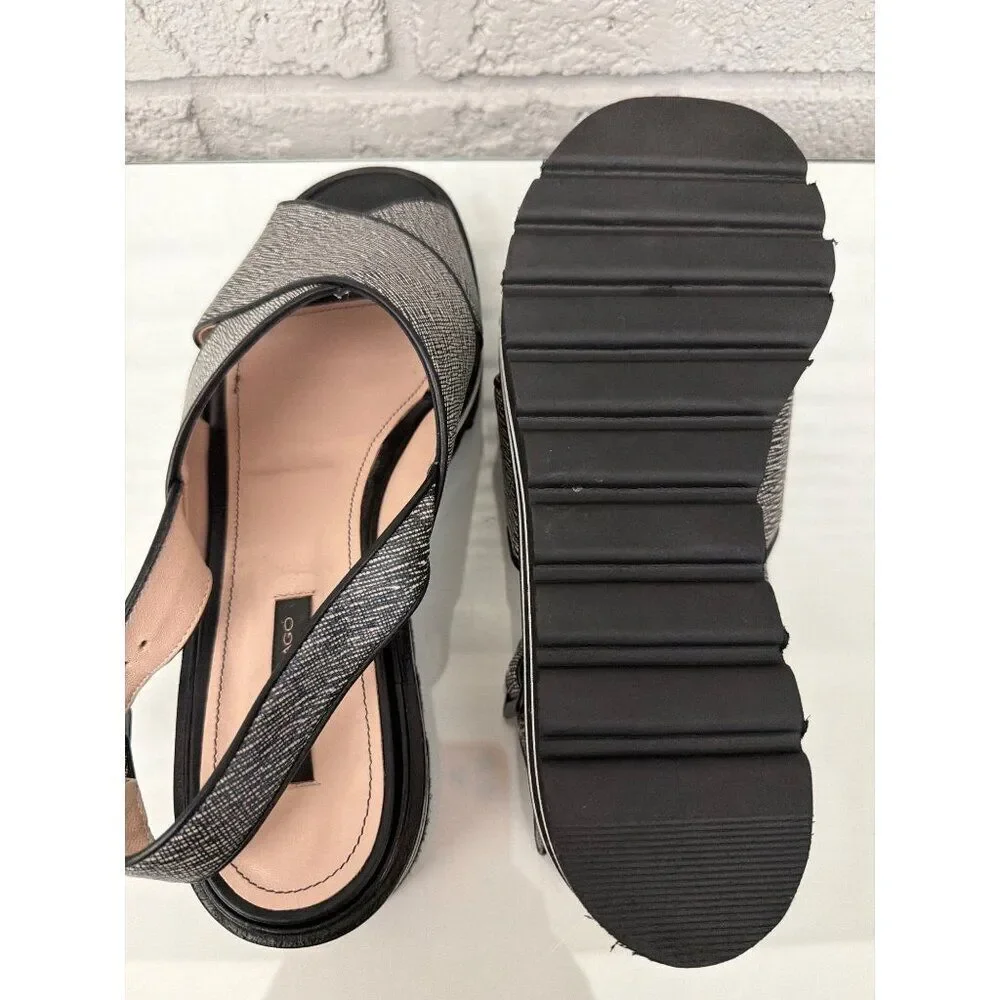 Alberto Zago Women’s Slingback Crisscross Strap Platform Sandals Size 10